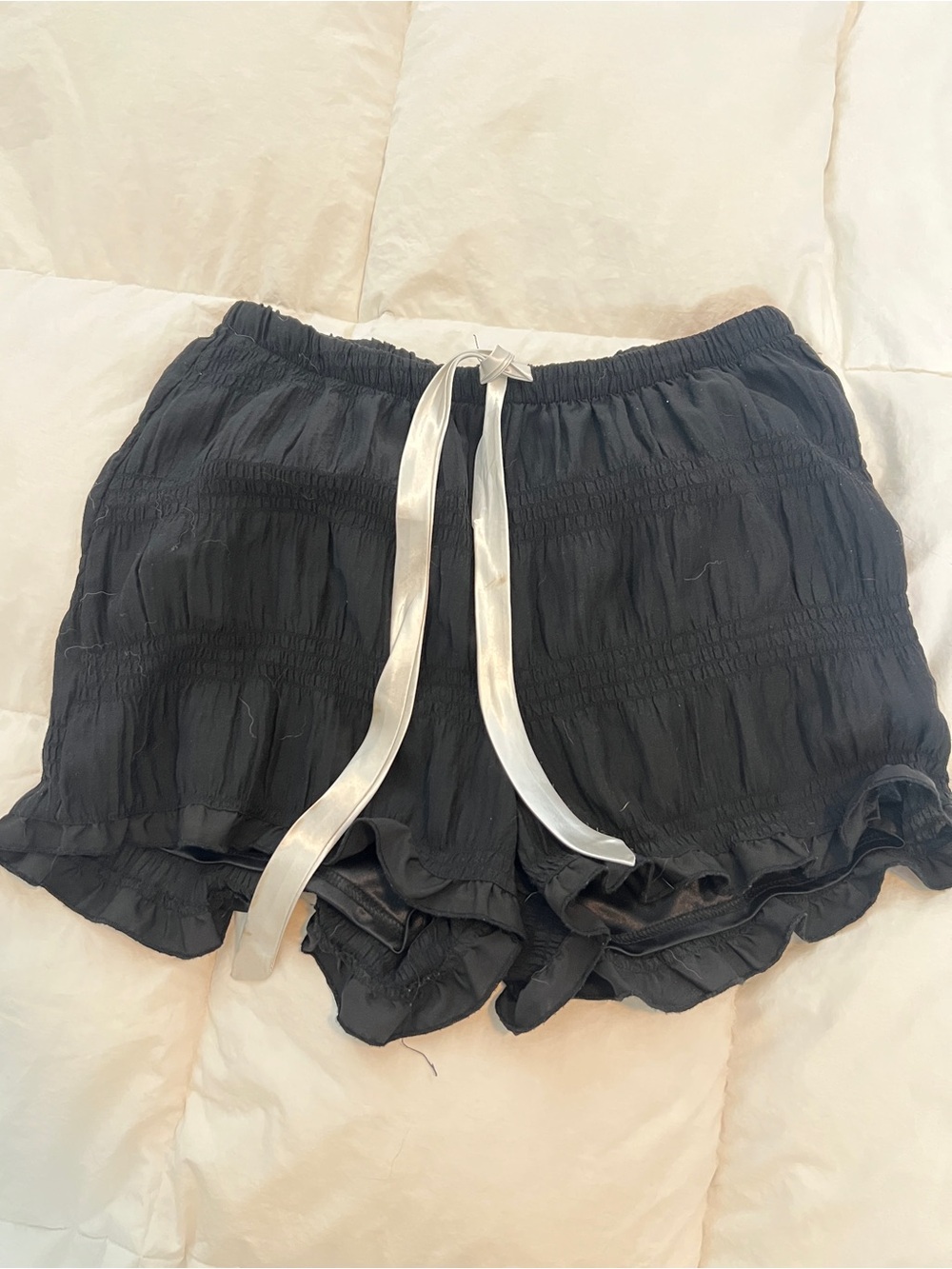 Jason Wu Black Ruffle Hem Drawstring Shorts
